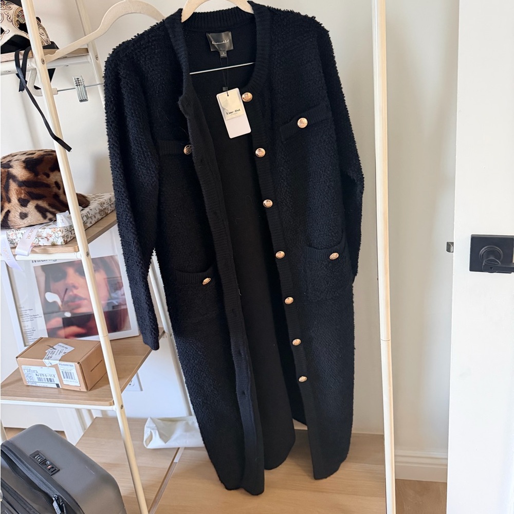 NWT Line & Dot Black Cardigan with Gold Accents
